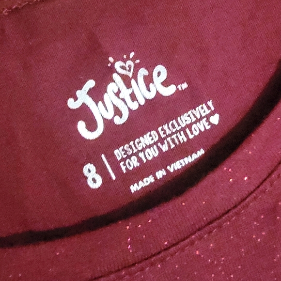 Justice Girls Sizes 8 Red Sparkly “One Of A Kind” Animal Print T-Shirt NWT - Picture 3 of 4